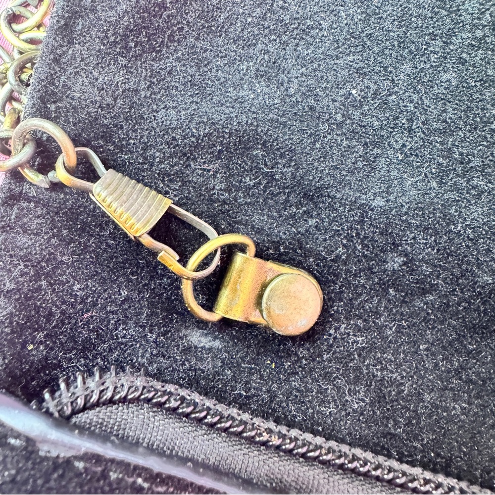 258. Black Suede Clutch with Gold Elephant Accent - Picture 7 of 8
